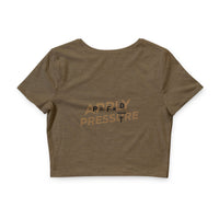 Spann Fitness - Women’s Poly-Cotton Crop Tee in White & Heather Olive