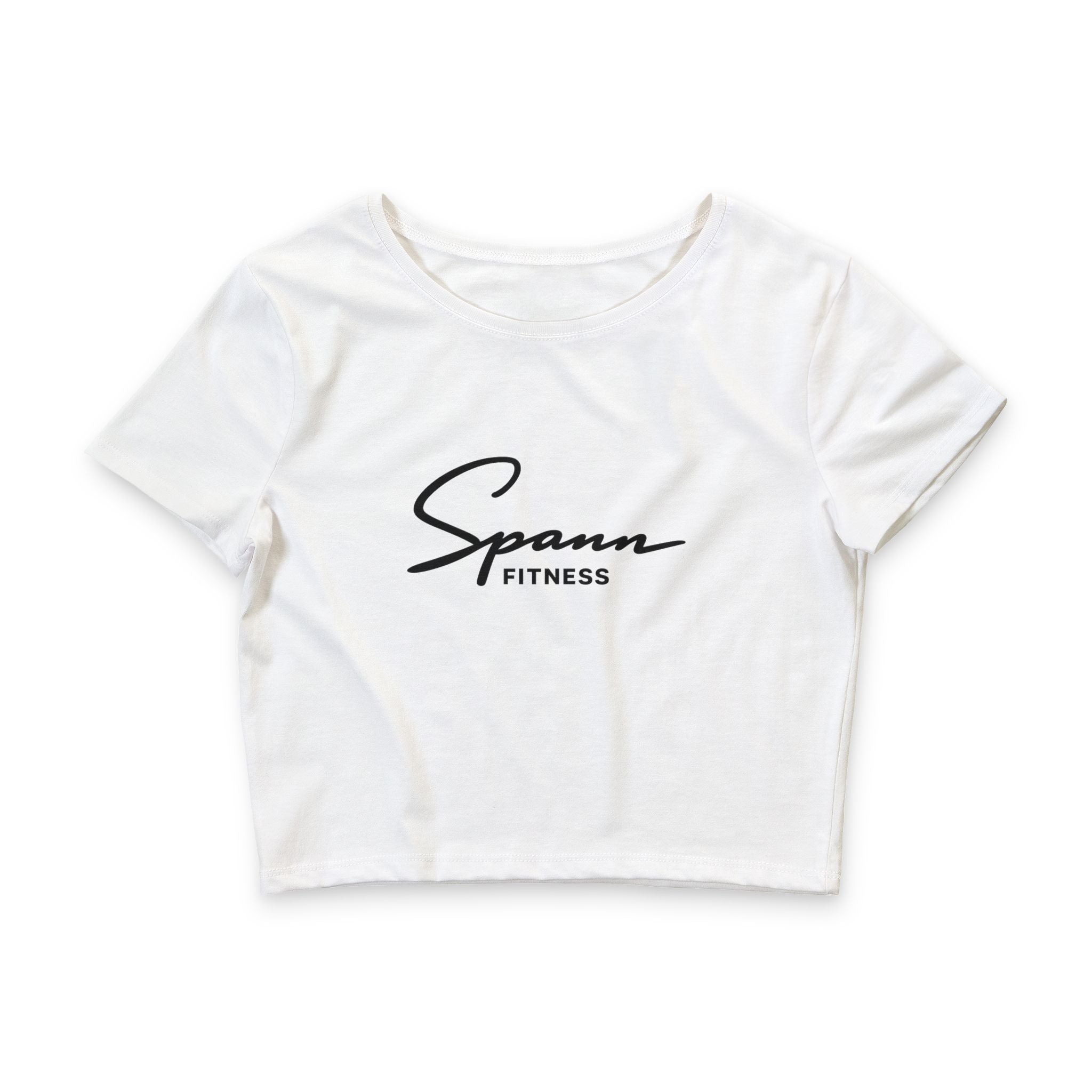 Spann Fitness - Women’s Poly-Cotton Crop Tee in White & Heather Olive