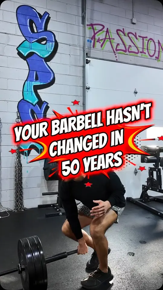 Reel cover: a lifter at the bottom of a landmine lift under graffiti, titled Your barbell hasn't changed in 50 years.